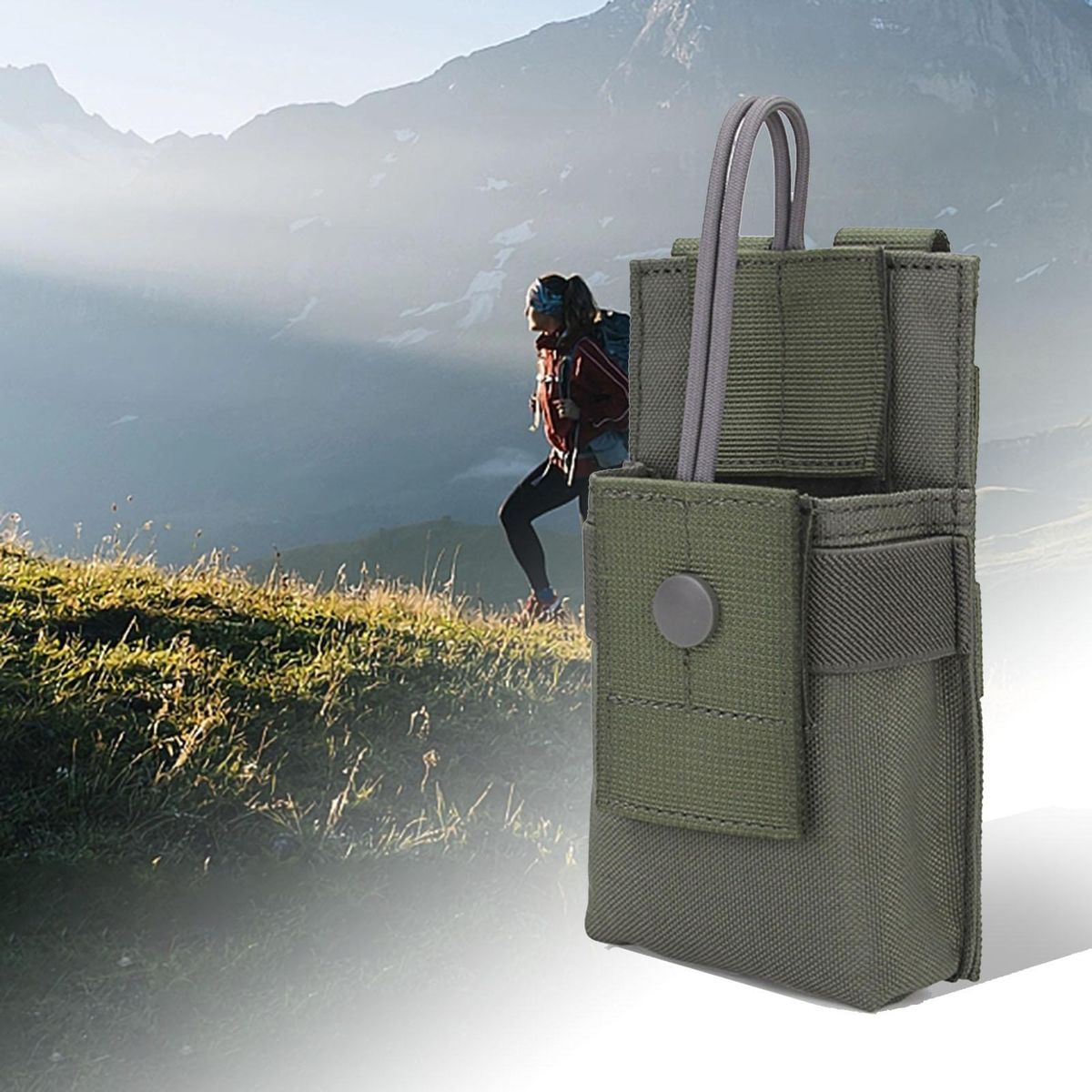 Talkie Holder Bag Outdoor Camping Interphone Carry Bag Grey