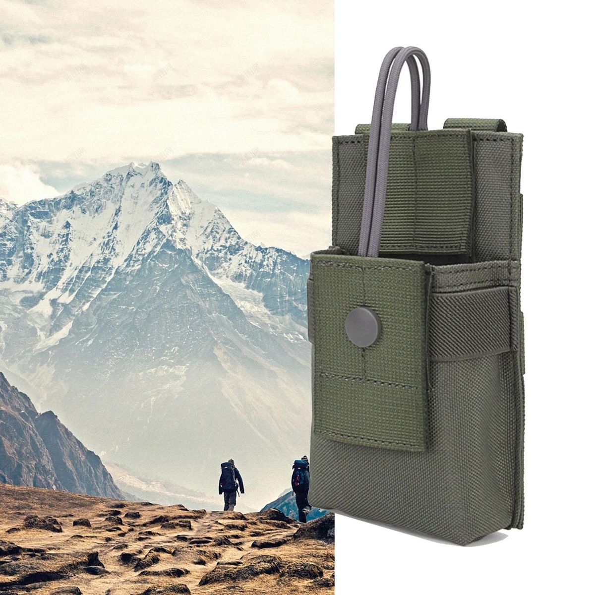 Talkie Holder Bag Outdoor Camping Interphone Carry Bag Grey