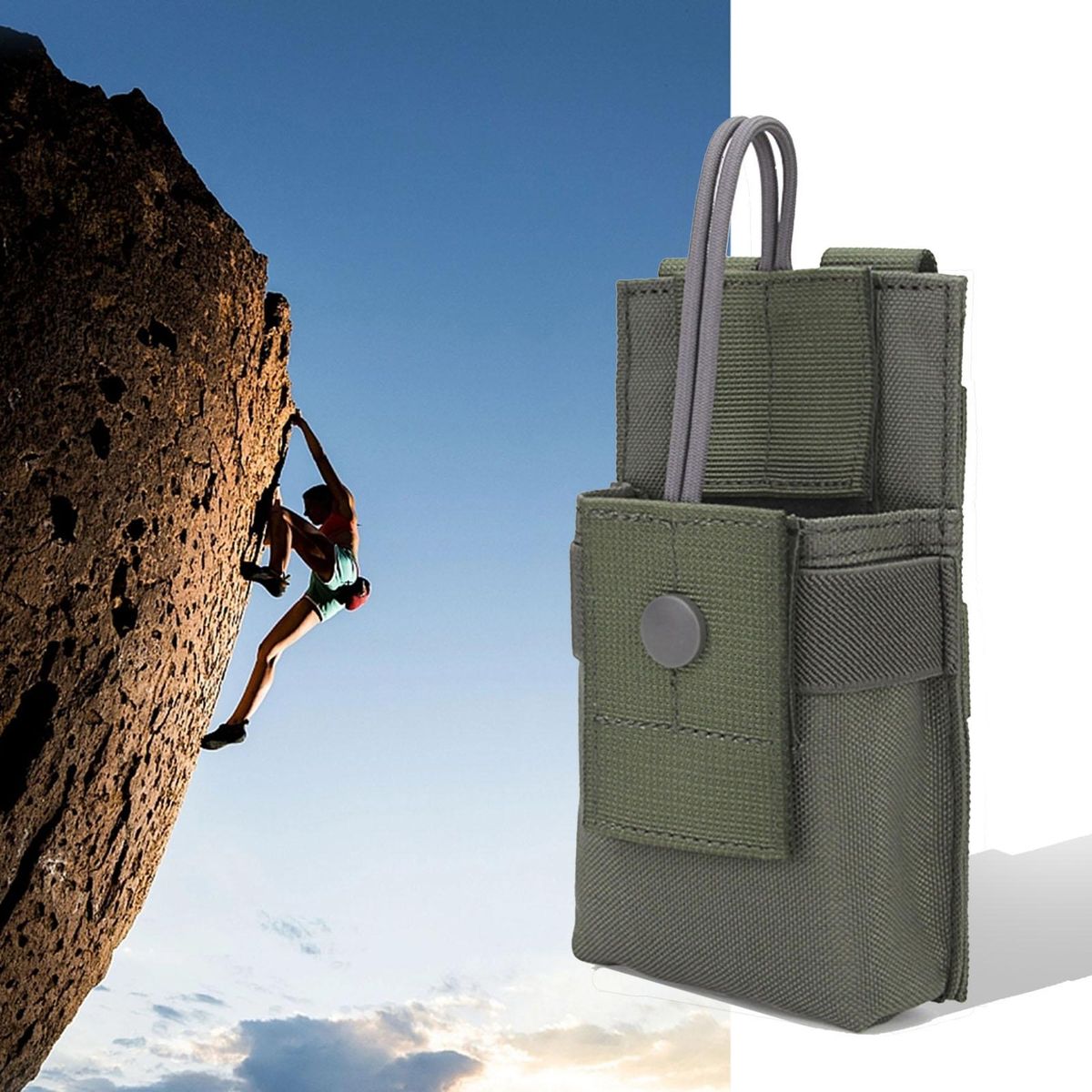 Talkie Holder Bag Outdoor Camping Interphone Carry Bag Grey
