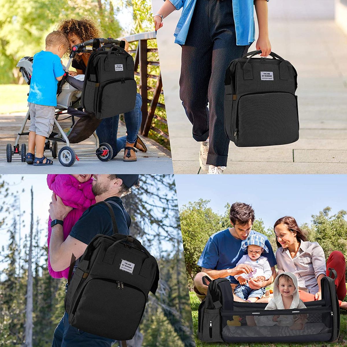 You Are My Sunshine 3-in-1 Travel Foldable Baby Bed Bag