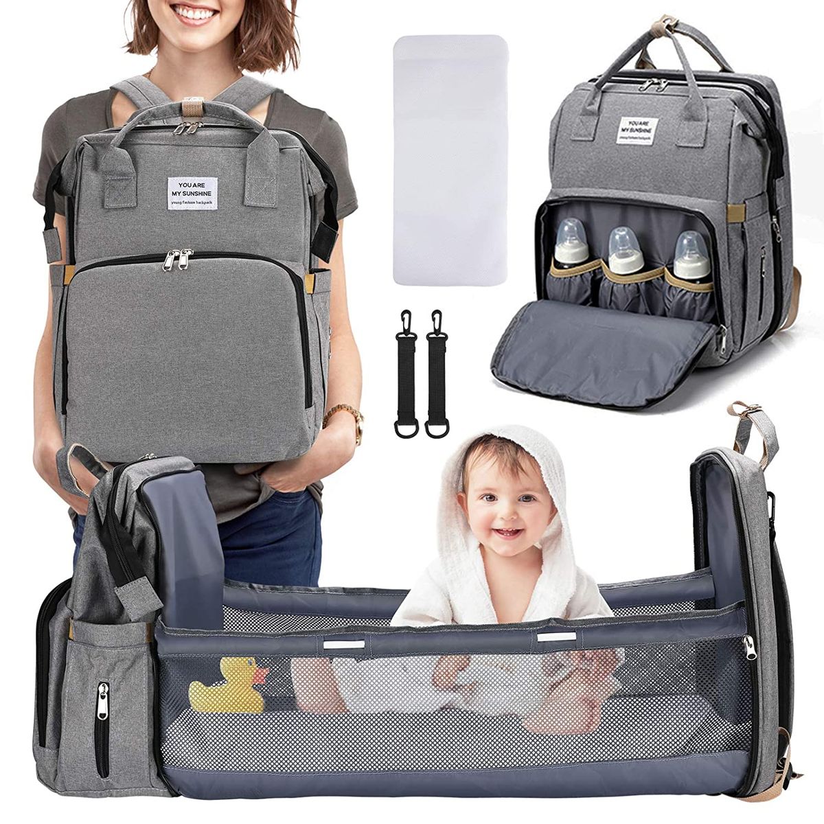 You Are My Sunshine 3-in-1 Travel Foldable Baby Bed Bag