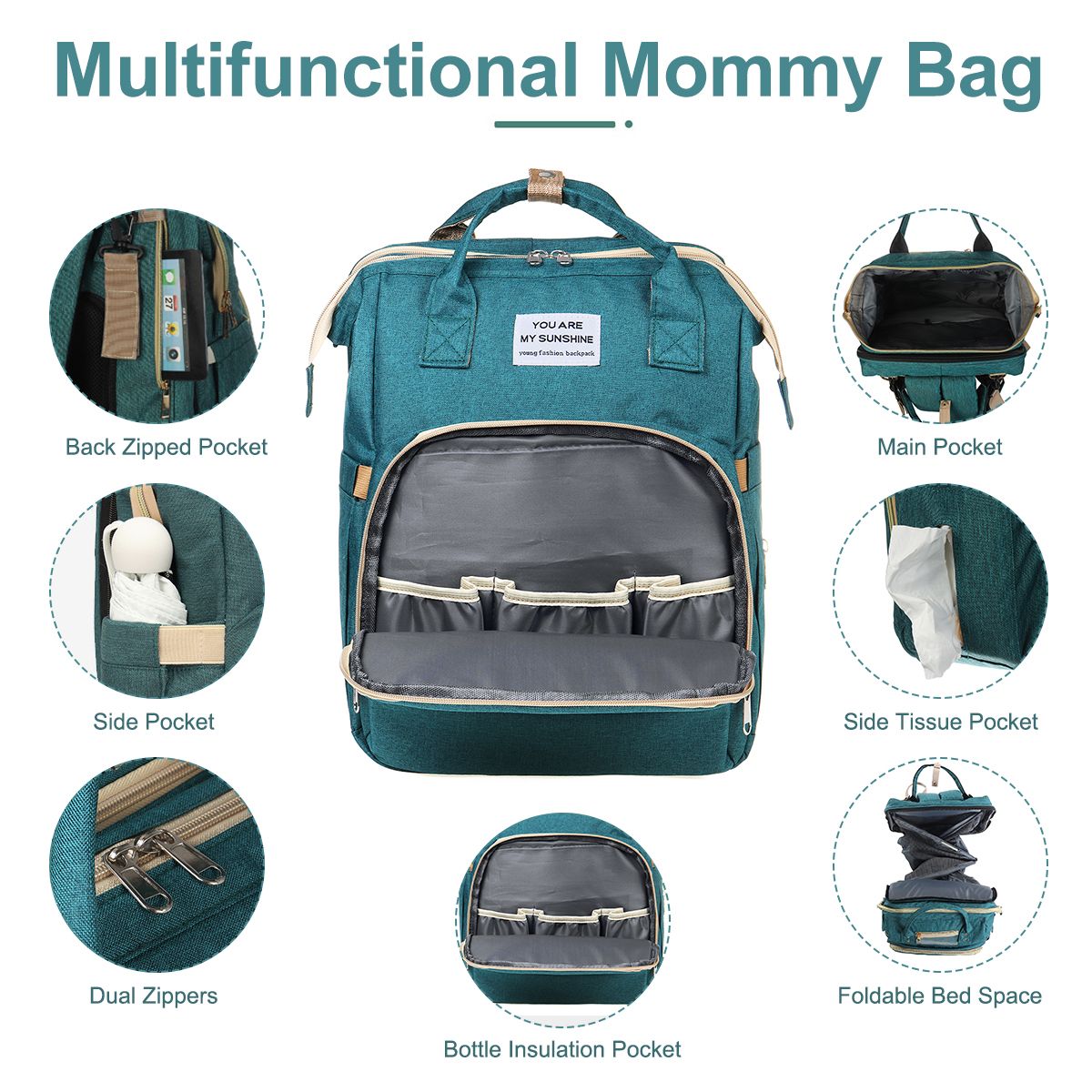 You Are My Sunshine 3-in-1 Travel Foldable Baby Bed Bag