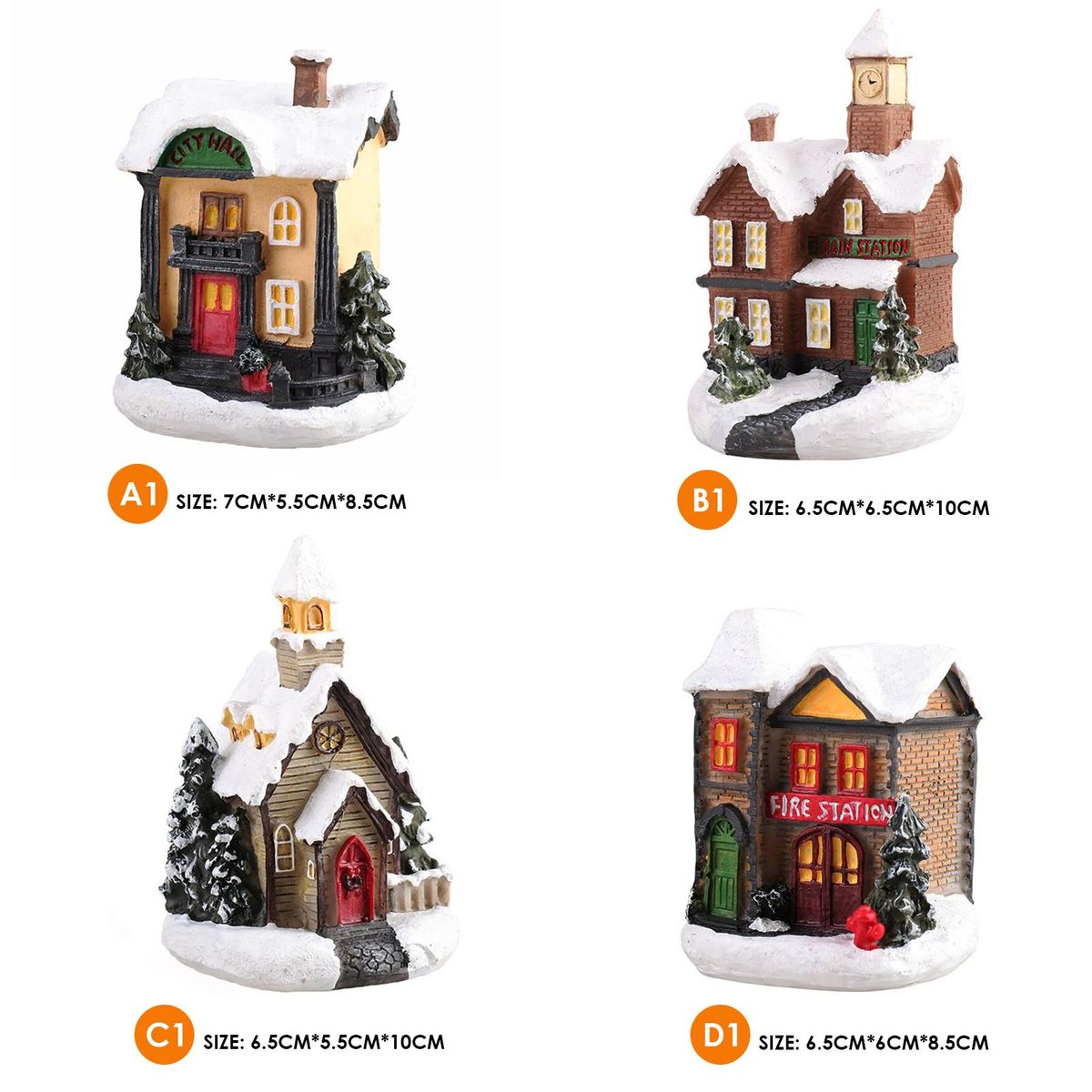 Christmas Scene Houses Building House with Warm LEDs Light Batter-y Operated Christmas Ornamnet Gift
