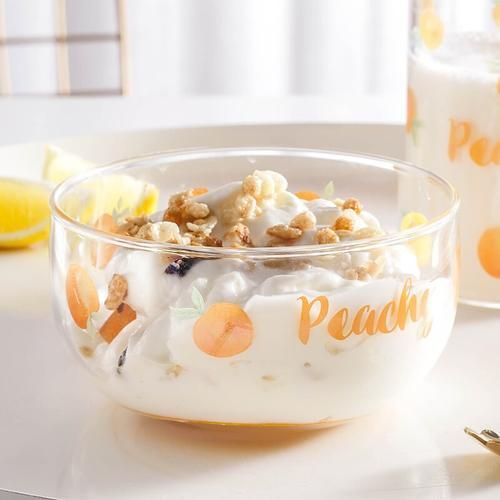 Dessert Glass Cups Fruit Salad Bowl Breakfast Dining Coffee Mug Cups Set Girl Gift Kitchen Vaso Home Drinkware DF50BL