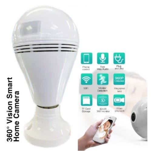 Home Camera 360 Degree Security Vision Smart Bulb Camera
