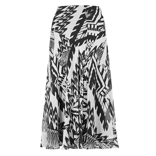 Zig Zag Print Calf Length Skirt