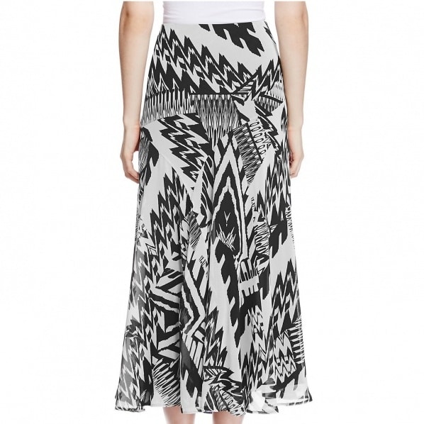 Zig Zag Print Calf Length Skirt