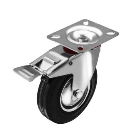 5 Inch Rubber Swivel Caster Wheel With Brake