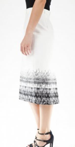 Ex-Debenham Printed Pencil Wiggle Skirt - White