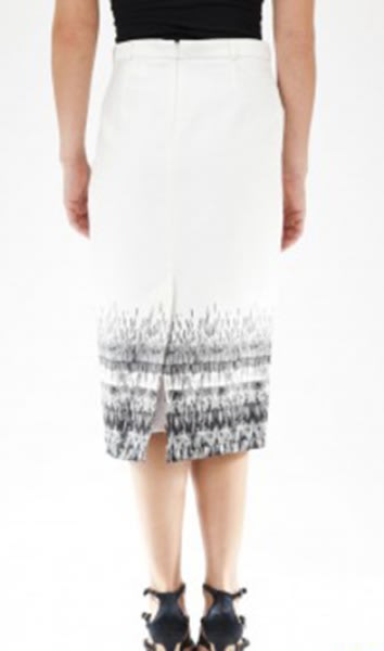 Ex-Debenham Printed Pencil Wiggle Skirt - White