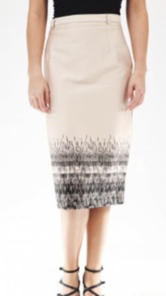 Ex-Debenham Printed Pencil Wiggle Skirt- Cream