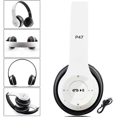 P47 Bluetooth Wireless Headphone For Samsung- iPhone- Android - White