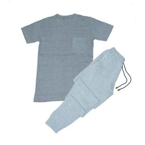 Men's Dark Grey Pocket Tshirt And Light Grey Pant Joggers
