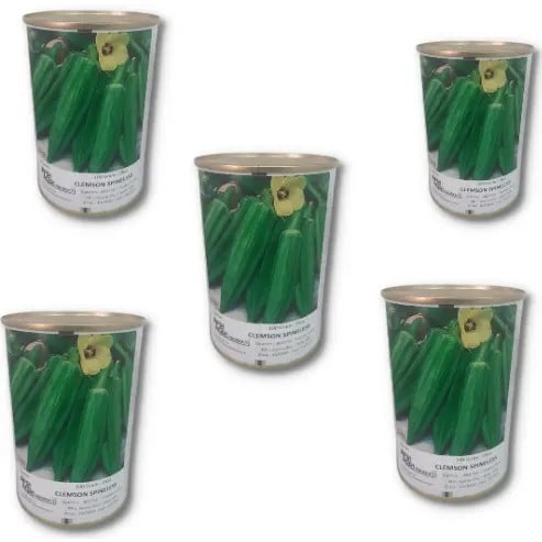 Clemson Spineless Okro Seeds - 100 Grams - 5 Tins