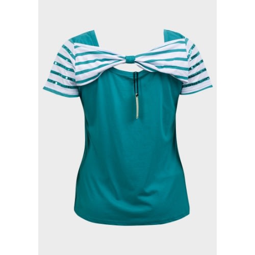 Ladies Plus Size Sequin Detail Top - Teal