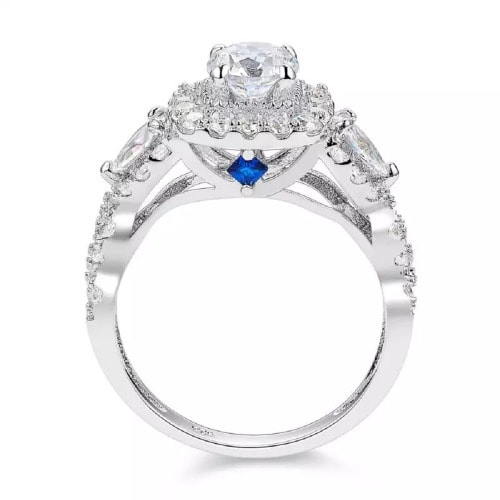 2 Pieces  Halo 925 Sterling Silver Wedding Rings