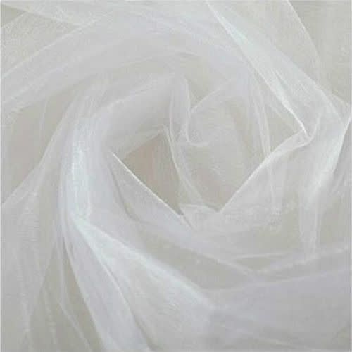 Plain Organza Fabric Bridal Wear Material - 4 Yards - White