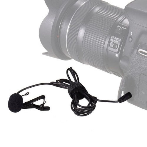Lapel Clip On Lavalier Microphone Recording For Phones & Laptop - Black
