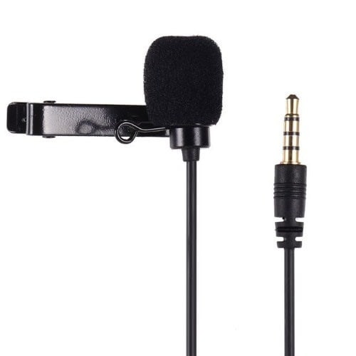 Lapel Clip On Lavalier Microphone Recording For Phones & Laptop - Black