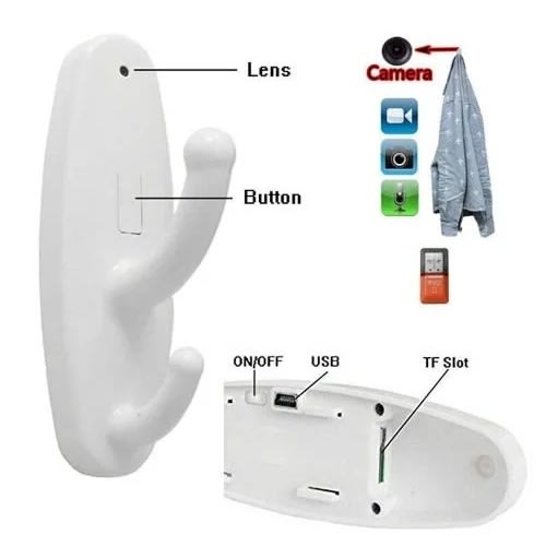 Mini Hanger Hook Spy Camera - Dvr Motion Detection 1080p - White
