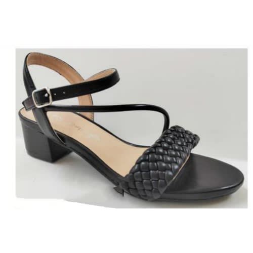Woven Strap Women's Mid Heel Sandal - Black