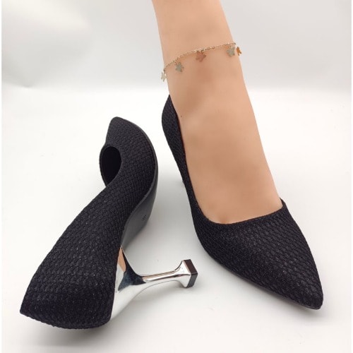 Pointed Stiletto Office Heel Shoe-Black