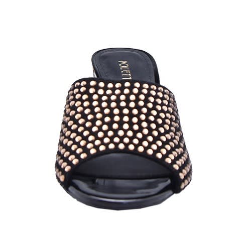 Black With Gold Stones Slippers