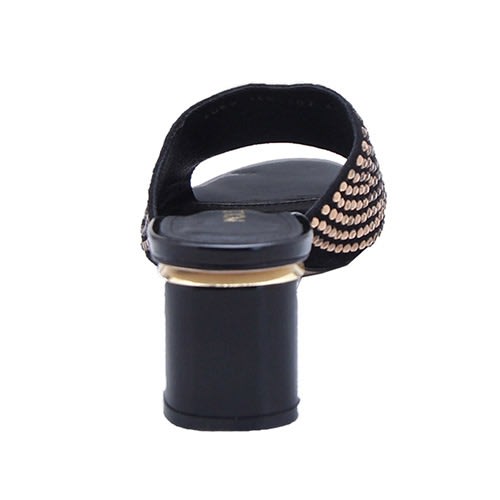 Black With Gold Stones Slippers