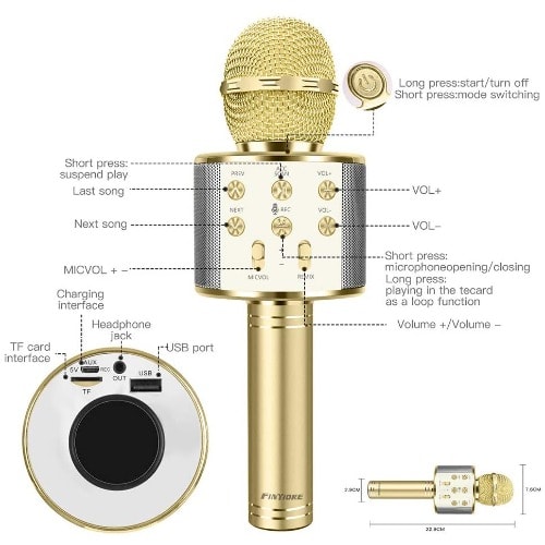 Wireless Karaoke Microphone Bluetooth Handheld Portable Speaker Home Ktv Player
