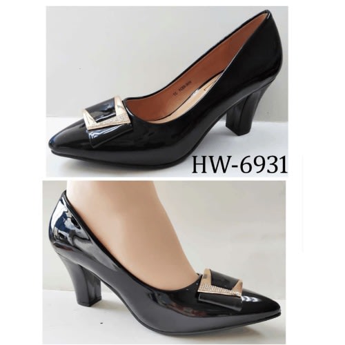 Patent Leather Square Heel Office Black Shoe