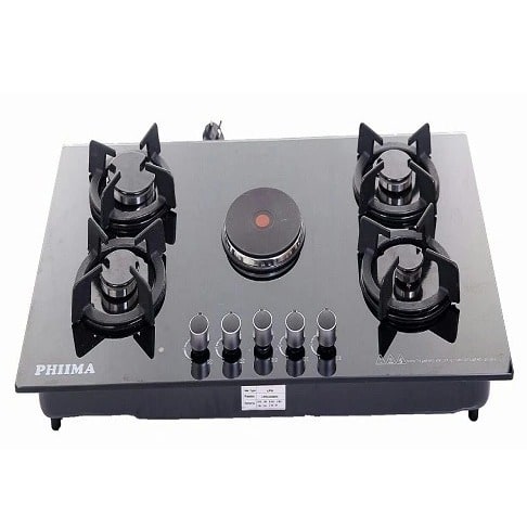 Elegans Cooker 70cm Built-in 4 Burner & Hot Plate - Black