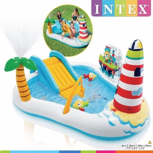 Fishing Fun Play Center Inflatable Kiddie Pool With Electric Pump
