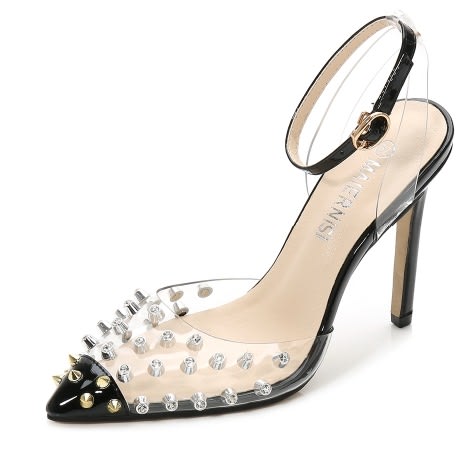 Rhinestones Transparent Shoe - Black