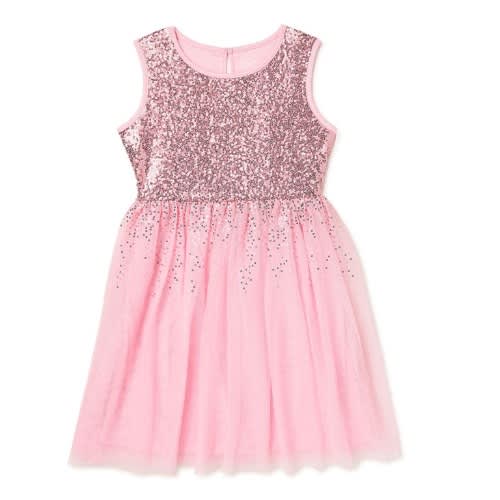 Girls All Over Sequin Tulle Dress - Pink