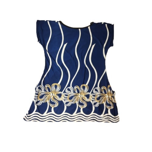 Bow Print - Ice Silk Ladies Top - Blue