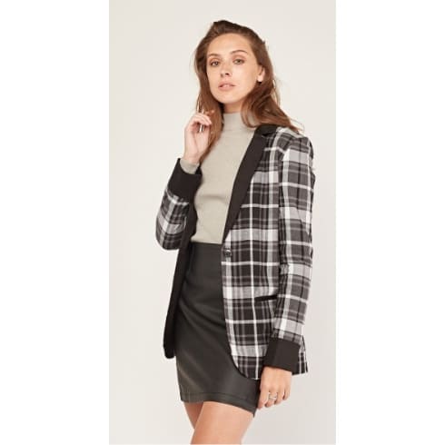 Double Breasted Long Tartan Blazer With Trouser