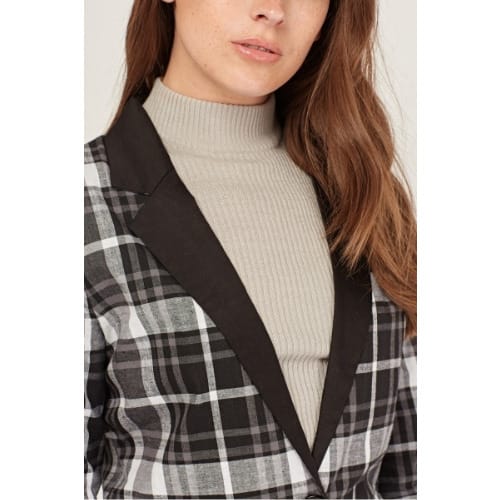 Double Breasted Long Tartan Blazer With Trouser