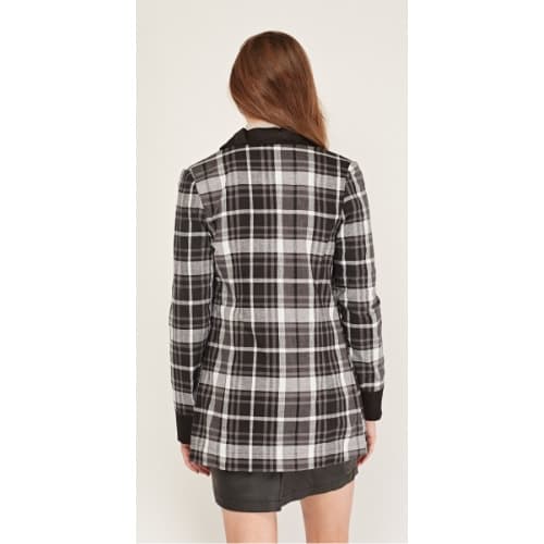 Double Breasted Long Tartan Blazer With Trouser