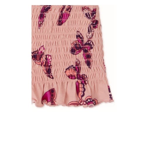 Girls Smocked Butterfly Print Top- Blush Pink Burgundy