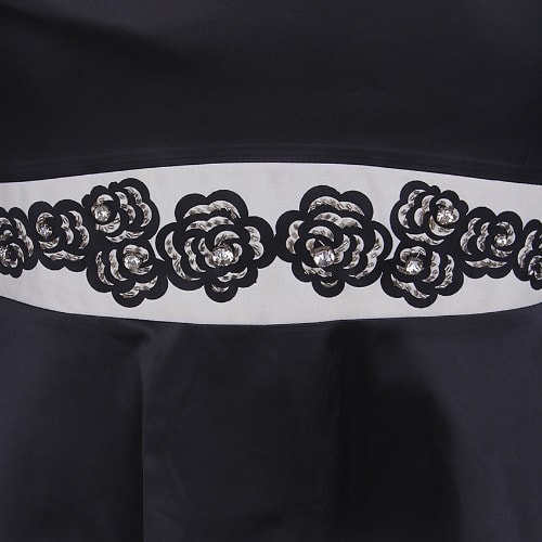 Pencil Skirt with Printed Flare  -Black