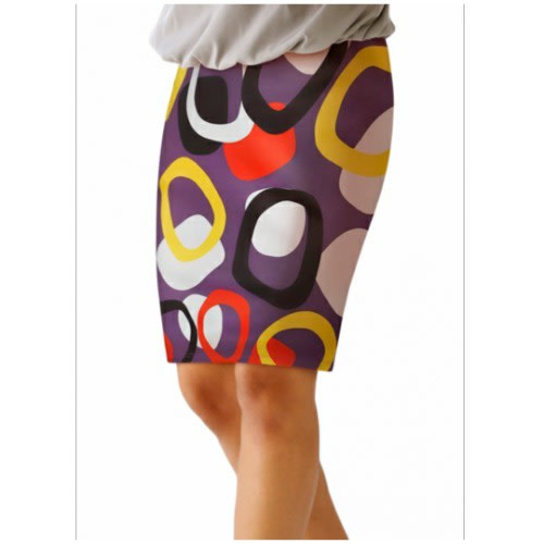 Separate Circles Midi Pencil Skirt - Multicolor