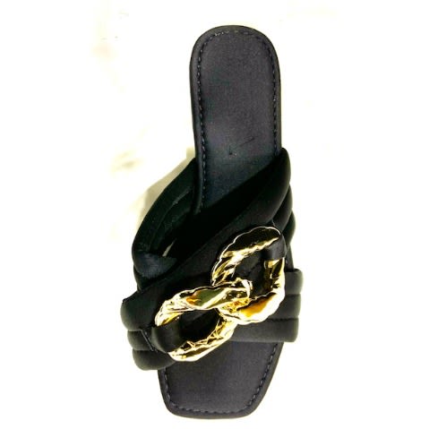 Women’s Criss Cross Drab Ornament Slippers- Black