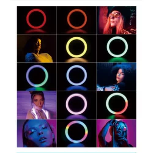 45cm 18inch Rgb Led Multicolor Ring Light With 3 Phone Holders, Tripod Stand, Remote, Bag