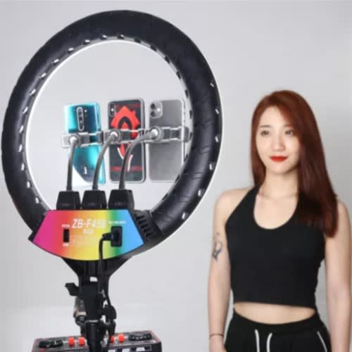 45cm 18inch Rgb Led Multicolor Ring Light With 3 Phone Holders, Tripod Stand, Remote, Bag