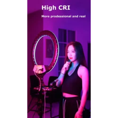 45cm 18inch Rgb Led Multicolor Ring Light With 3 Phone Holders, Tripod Stand, Remote, Bag