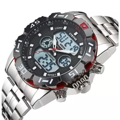Stryve - Men Waterproof Chronograph Dual Time Led Light Wristwatch