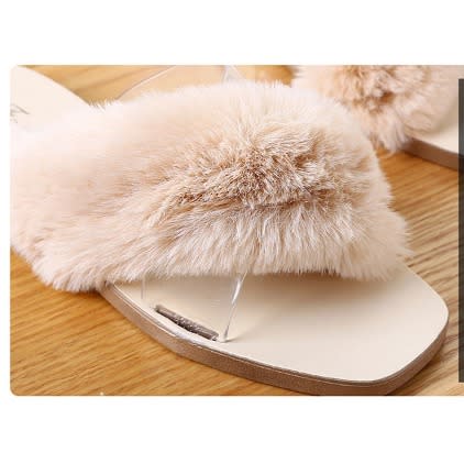 Women's Fur Slippers - Nude