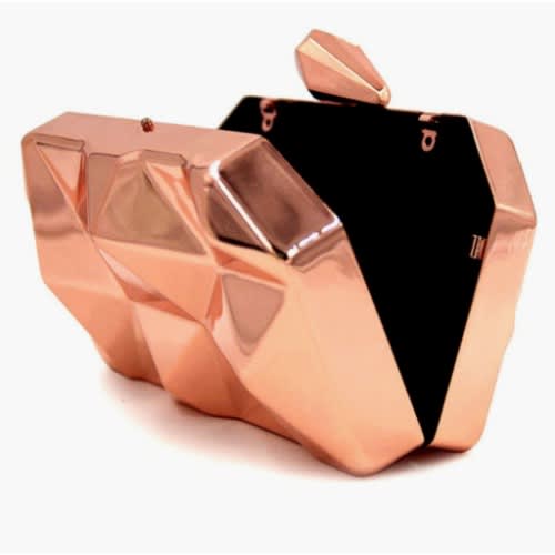Metallic Prism Style Clutch Purse - Rose Gold