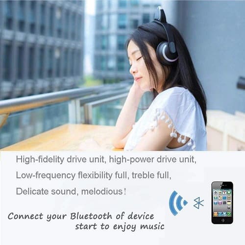 Cat Ear Wireless Bluetooth Headphone With Mic 7 Colors Led Light Glowing On-ear Headset