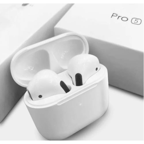 Pro 5 Bluetooth Earphones - Noise Reduction + Free Case - White